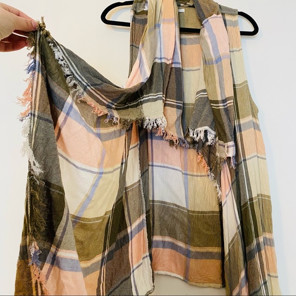 Maurice’s Waterfall Plaid Open-front Vest Shawl - Picture 3 of 3